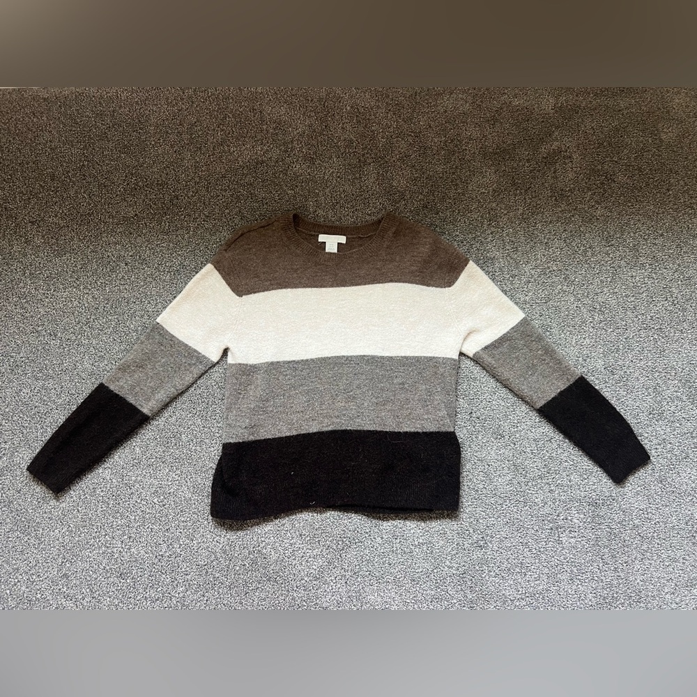 H&M Women’s Color Block Stripe Sweater Brown Size Extra Small